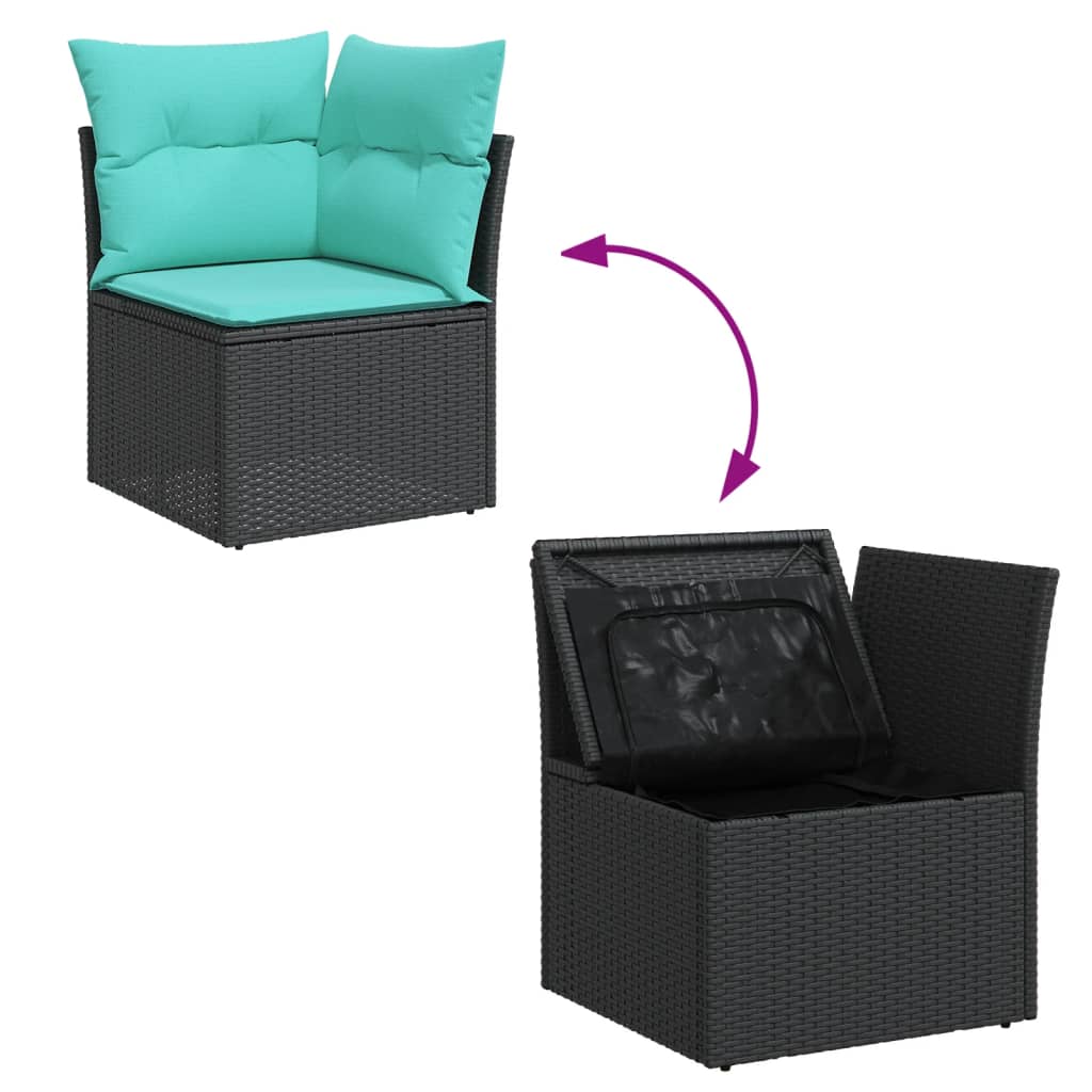 11-Tlg. Garten-Sofagarnitur Mit Kissen Poly Rattan