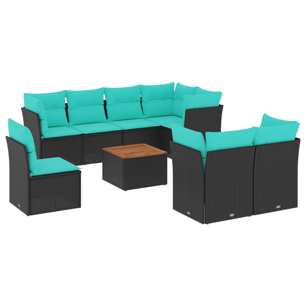 9-Tlg. Garten-Sofagarnitur Mit Kissen Poly Rattan