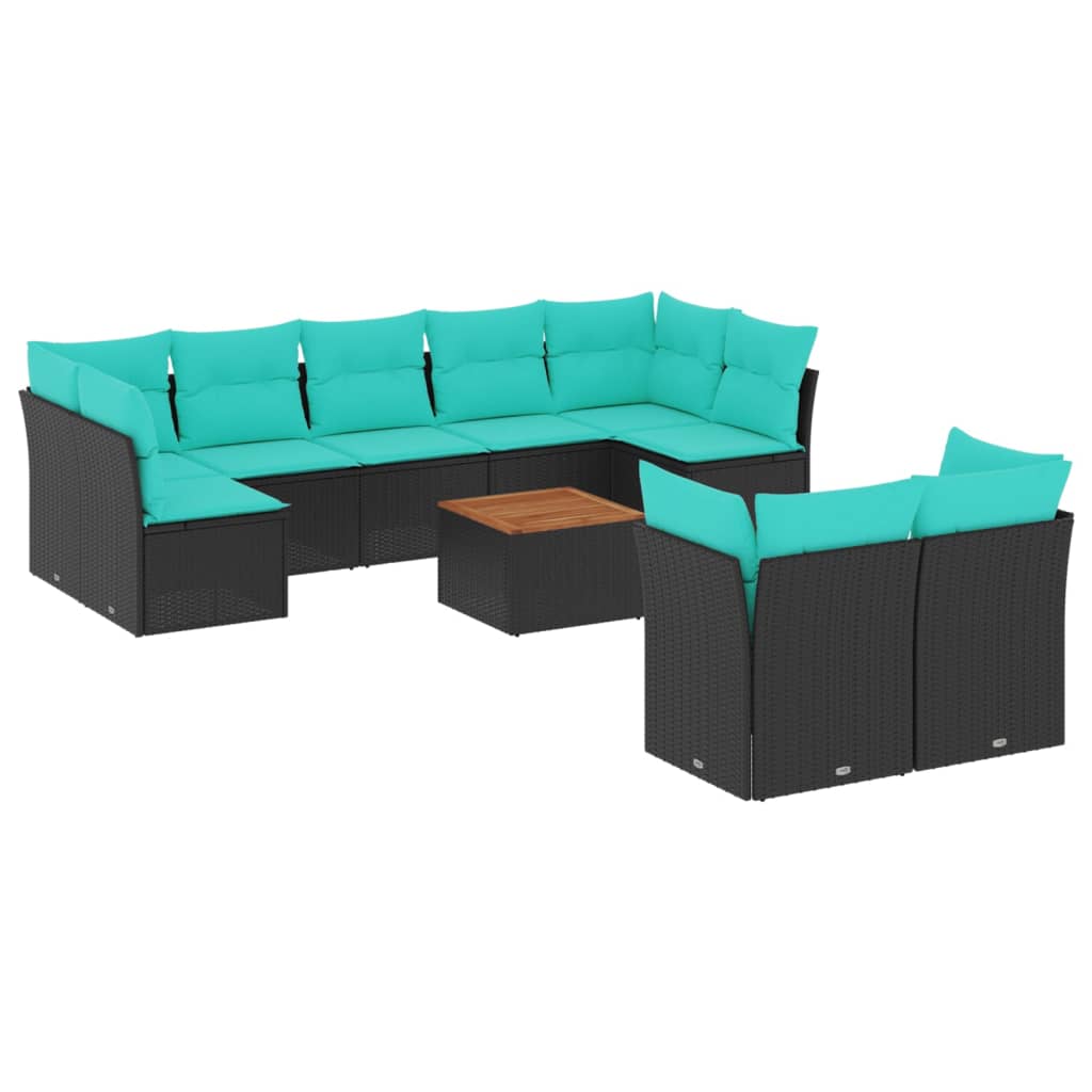 10-Tlg. Garten-Sofagarnitur Mit Kissen Poly Rattan