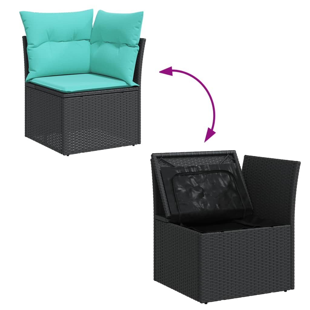 10-Tlg. Garten-Sofagarnitur Mit Kissen Poly Rattan
