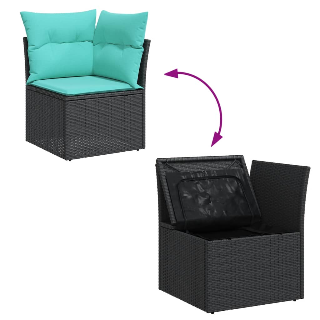 11-Tlg. Garten-Sofagarnitur Mit Kissen Poly Rattan