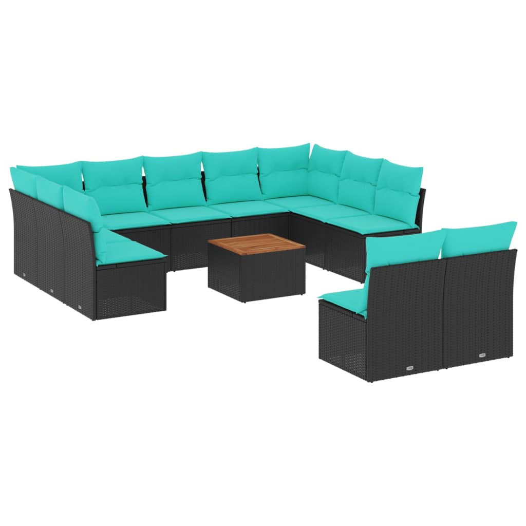12-Tlg. Garten-Sofagarnitur Mit Kissen Poly Rattan