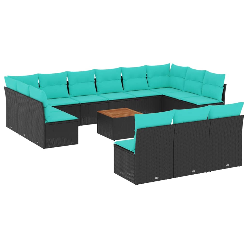 14-Tlg. Garten-Sofagarnitur Mit Kissen Poly Rattan