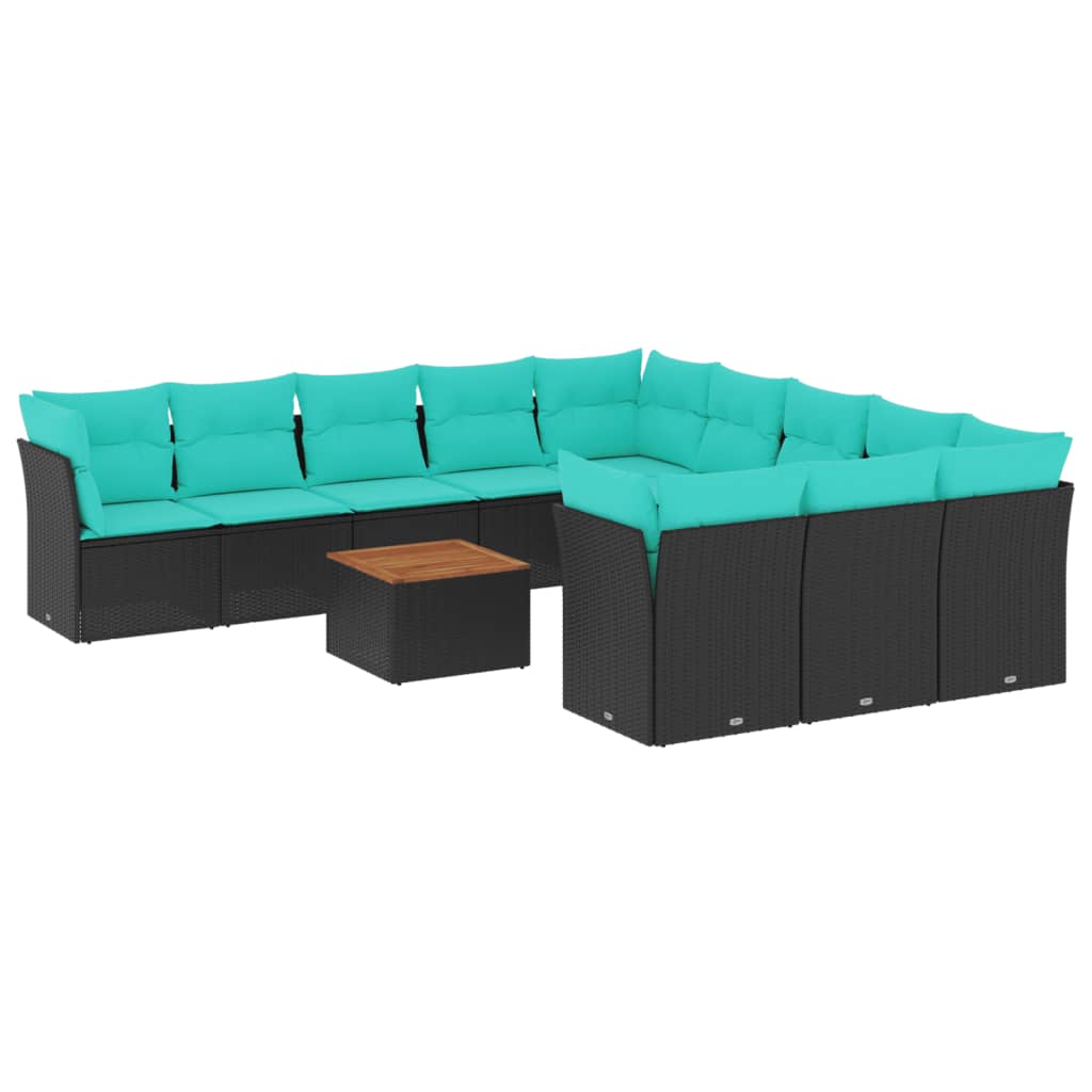 12-Tlg. Garten-Sofagarnitur Mit Kissen Poly Rattan