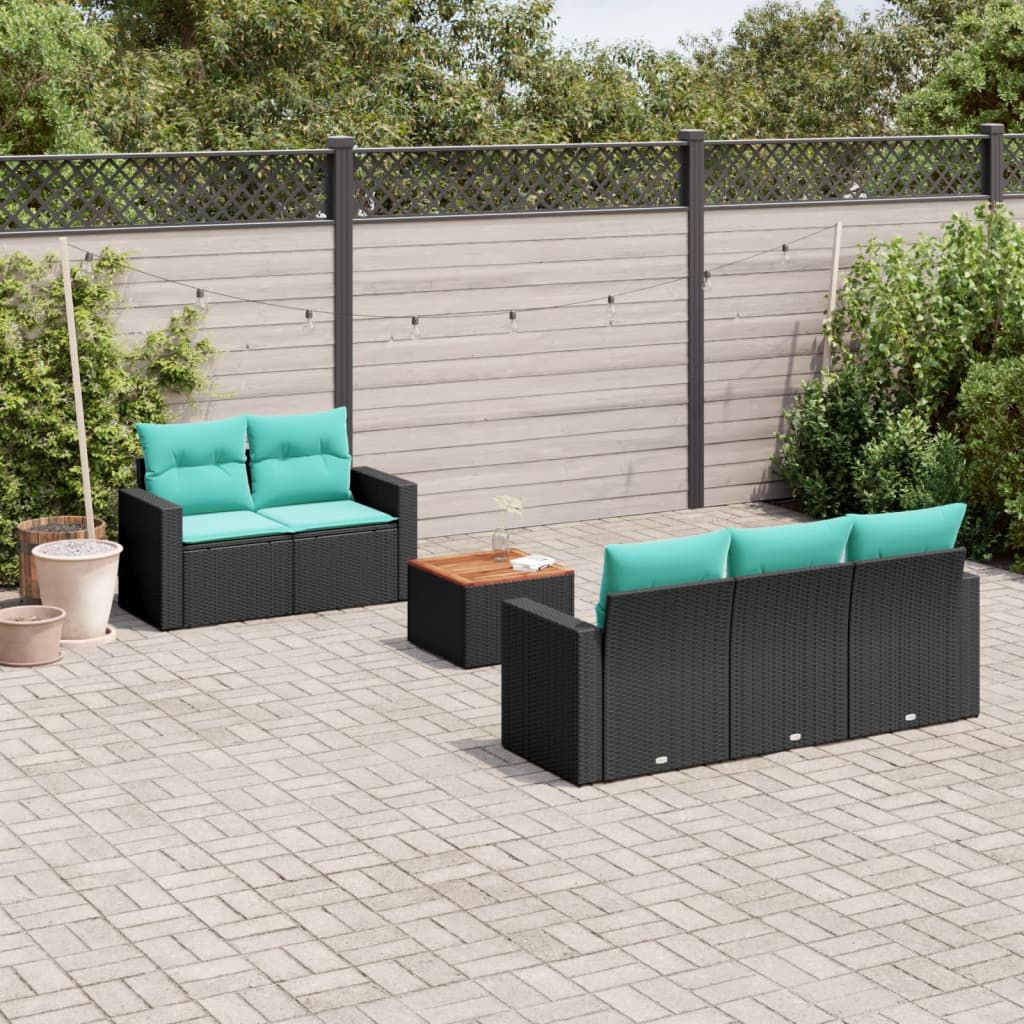 6-Tlg. Garten-Sofagarnitur Mit Kissen Poly Rattan