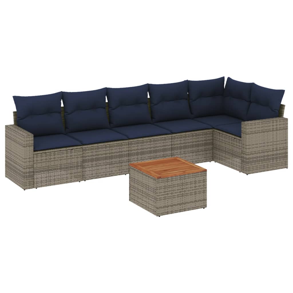7-Tlg. Garten-Sofagarnitur Mit Kissen Poly Rattan