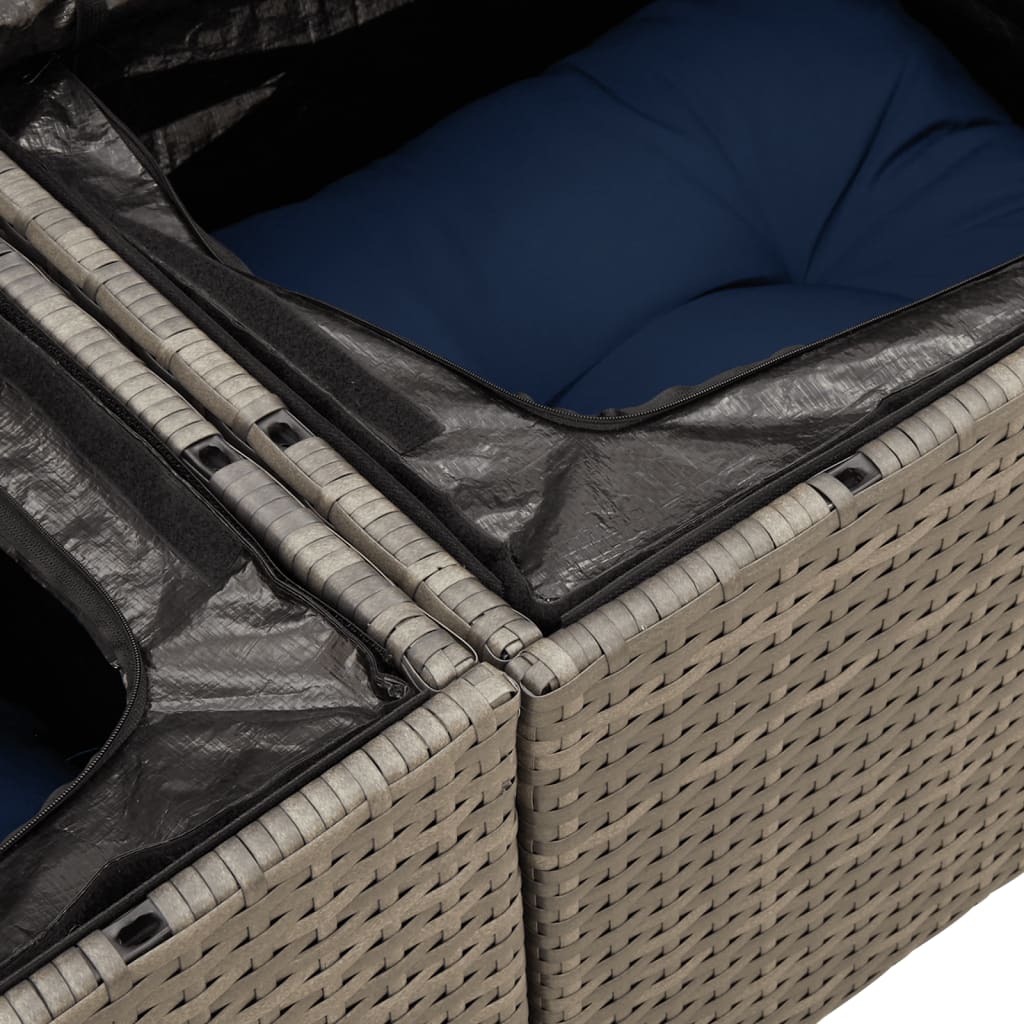 7-Tlg. Garten-Sofagarnitur Mit Kissen Poly Rattan