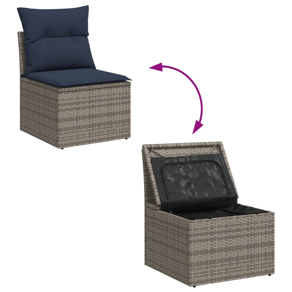 7-Tlg. Garten-Sofagarnitur Mit Kissen Poly Rattan
