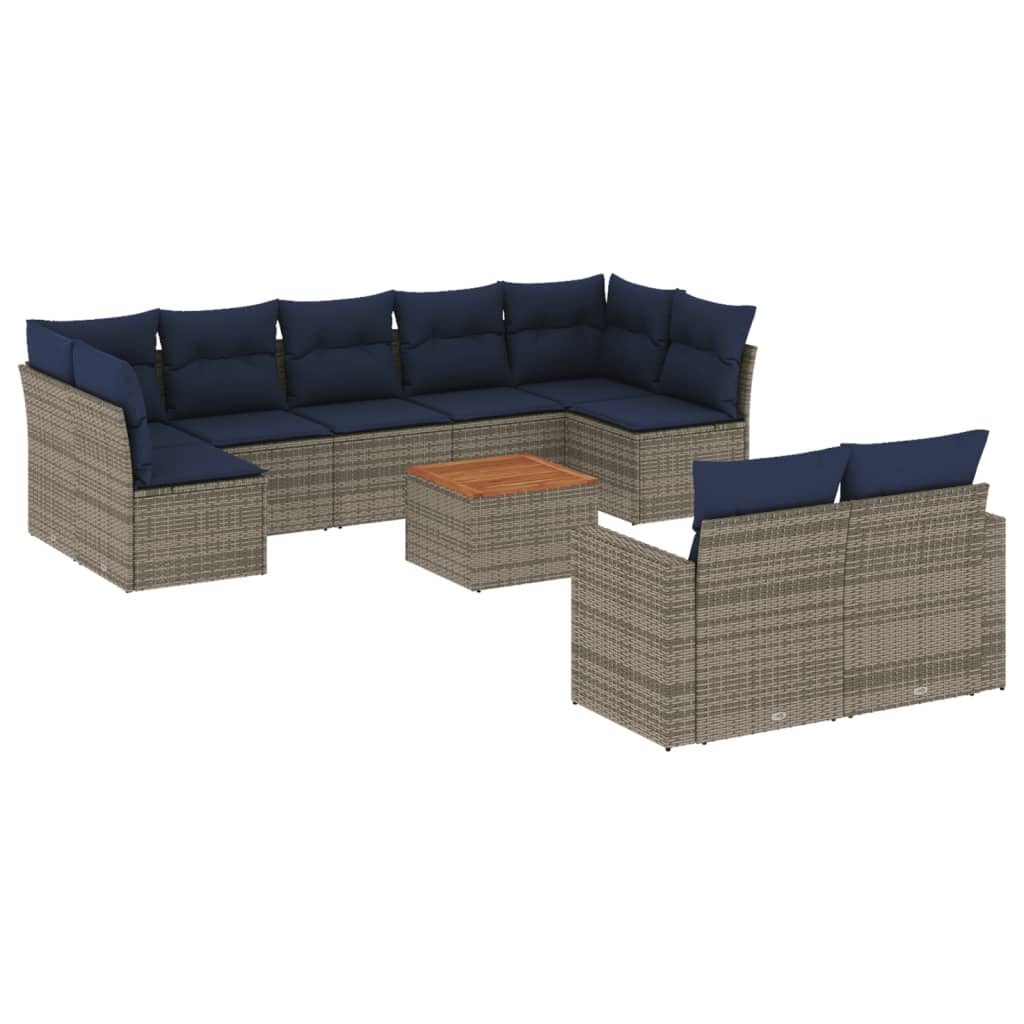 10-Tlg. Garten-Sofagarnitur Mit Kissen Poly Rattan