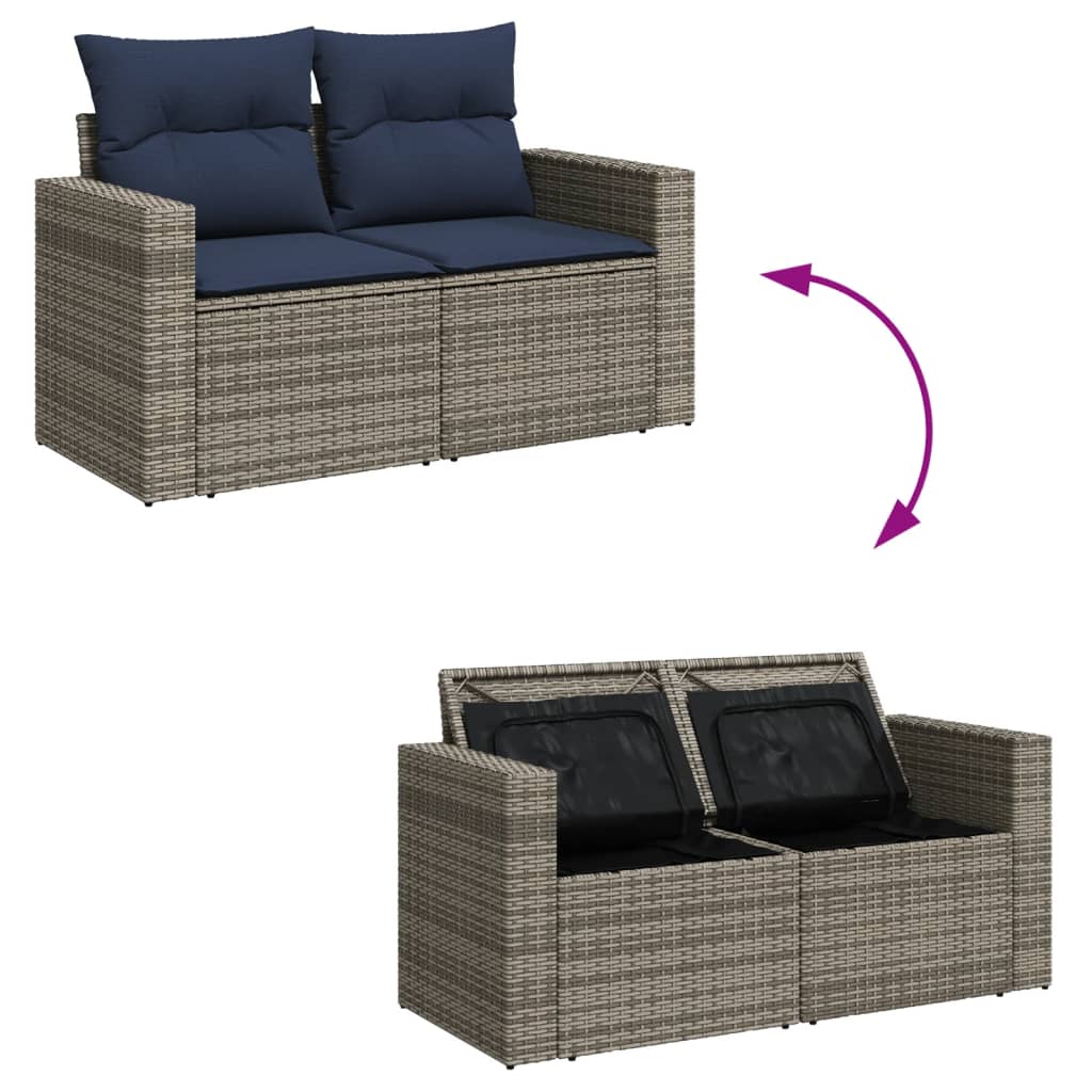 13-Tlg. Garten-Sofagarnitur Mit Kissen Poly Rattan