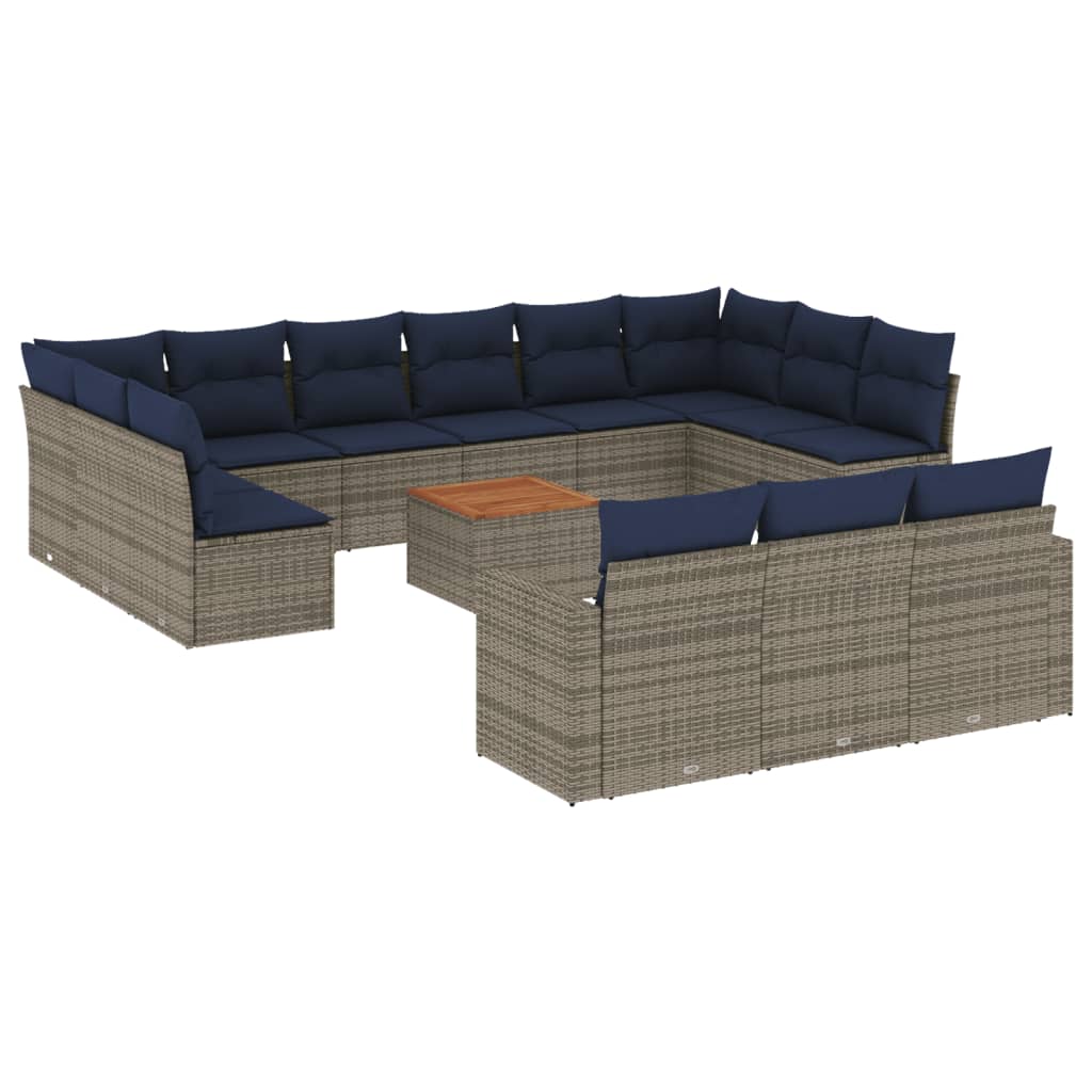 14-Tlg. Garten-Sofagarnitur Mit Kissen Poly Rattan