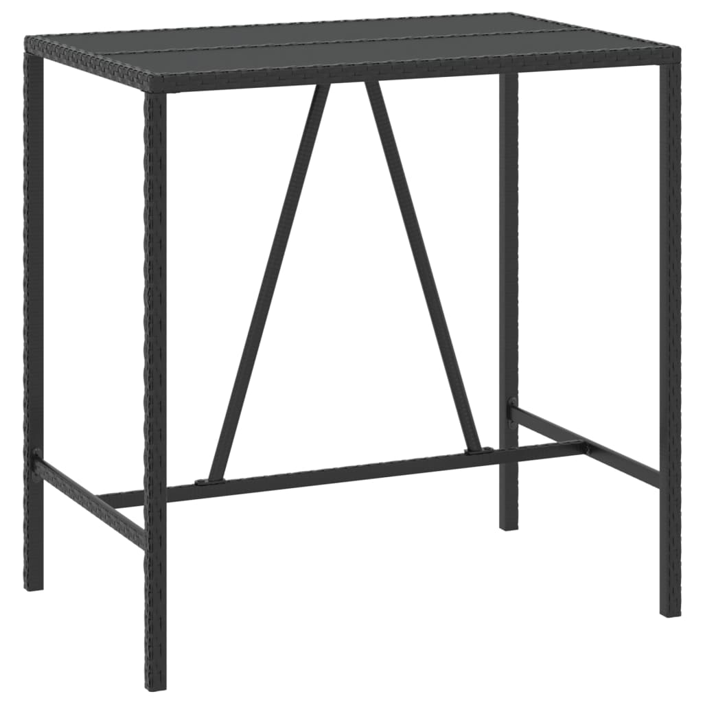 5-Tlg. Gartenbar-Set Mit Kissen Schwarz Poly Rattan