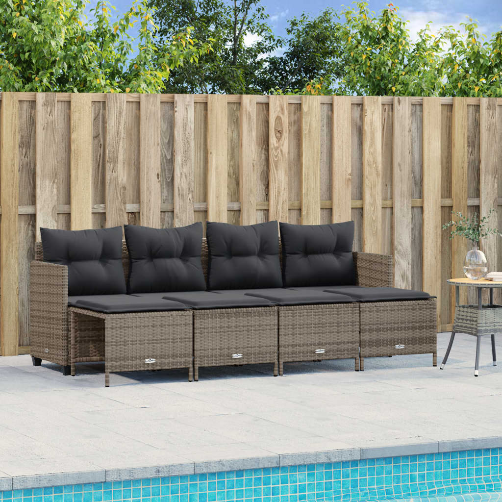 5-Tlg. Garten-Sofagarnitur Mit Kissen Beige Poly Rattan
