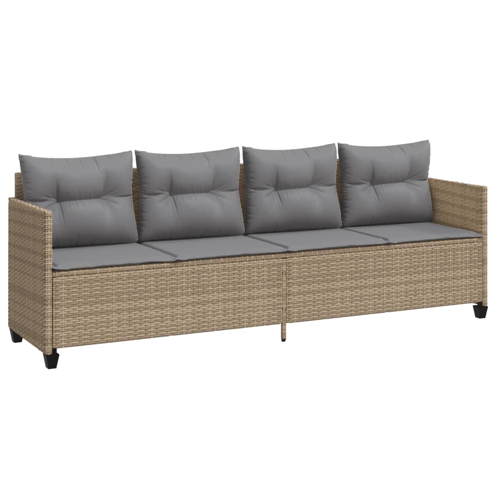5-Tlg. Garten-Sofagarnitur Mit Kissen Beige Poly Rattan