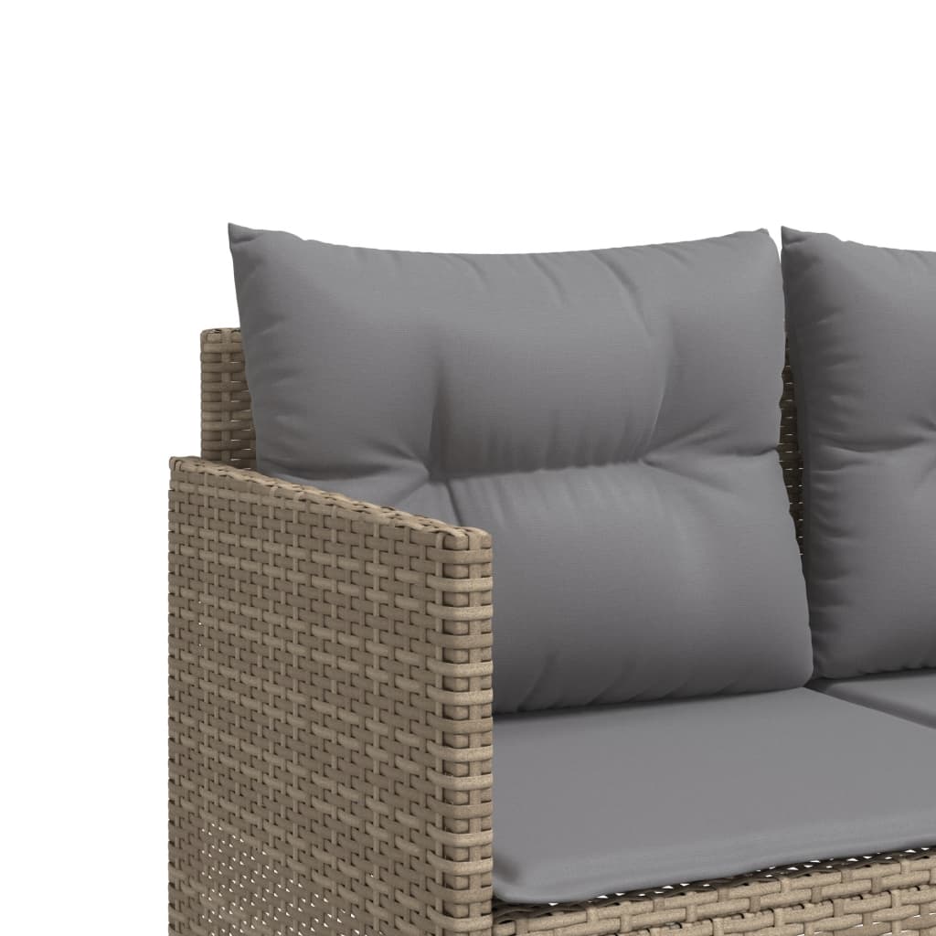 5-Tlg. Garten-Sofagarnitur Mit Kissen Beige Poly Rattan