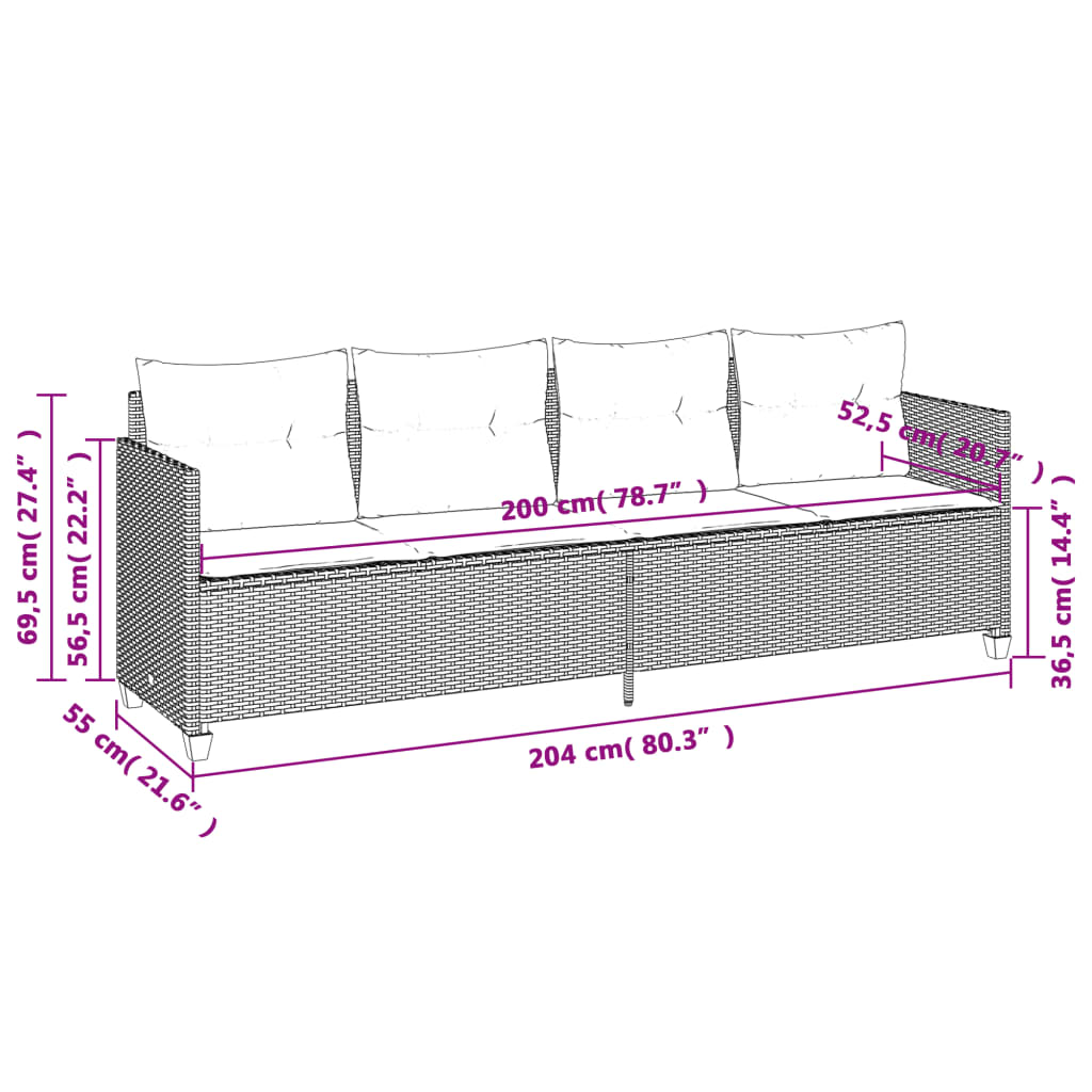 5-Tlg. Garten-Sofagarnitur Mit Kissen Beige Poly Rattan