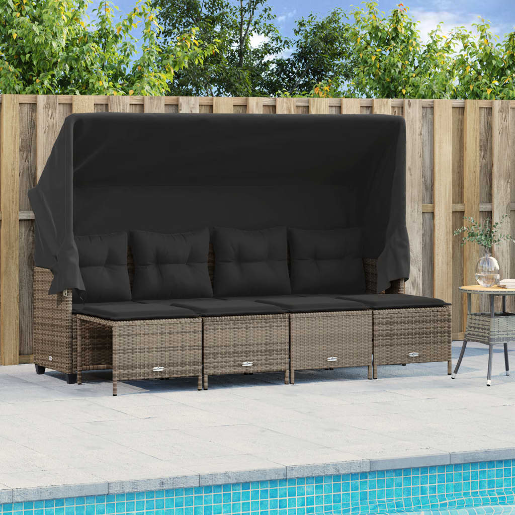 5-Tlg. Garten-Sofagarnitur Mit Kissen Beige Poly Rattan