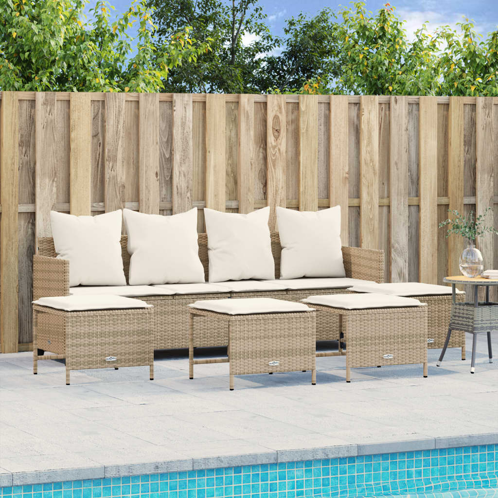 5-Tlg. Garten-Sofagarnitur Mit Kissen Poly Rattan