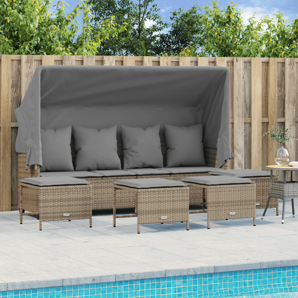 5-Tlg. Garten-Sofagarnitur Mit Kissen Poly Rattan