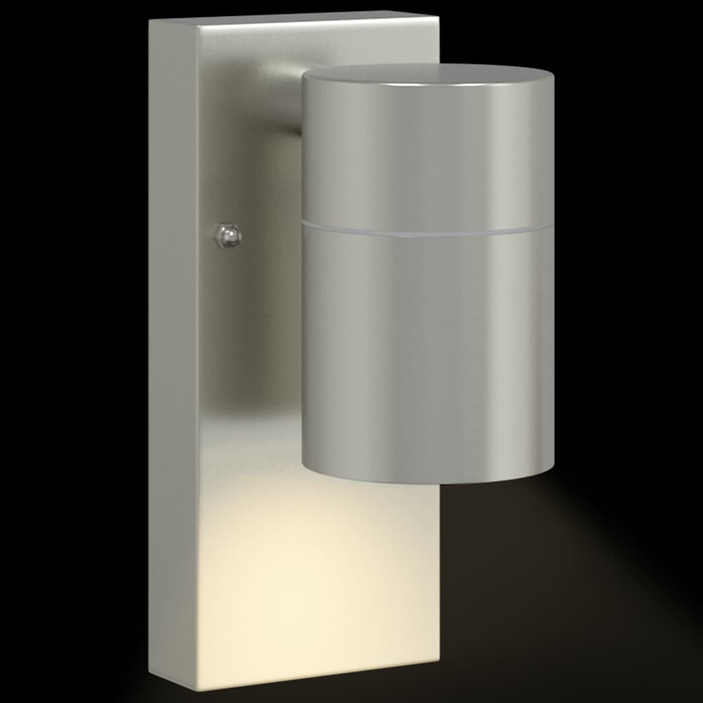 Außenwandleuchte Silber 6,5 X 10,5 X 16 Cm Und Glas
