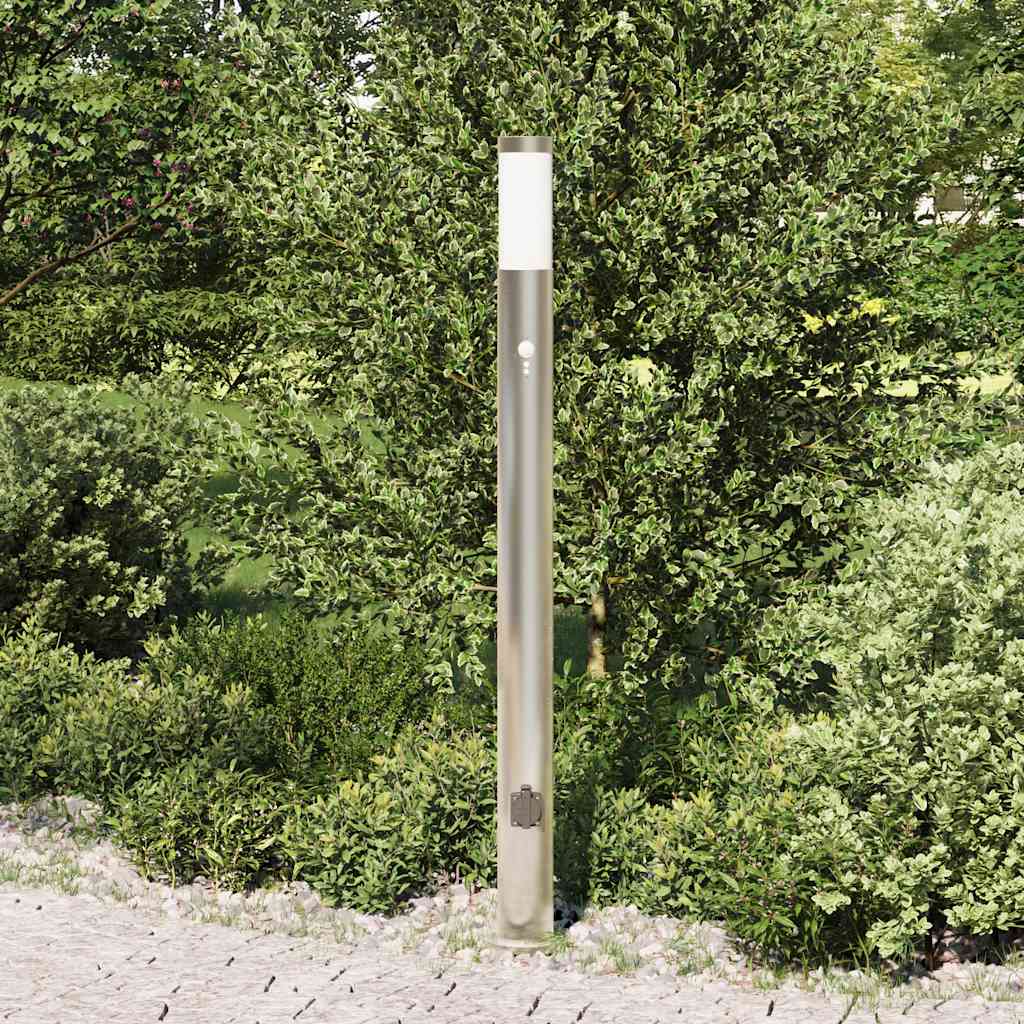 Pollerleuchte Mit Sensor Und Steckdose 110 Cm Edelstahl Ip44