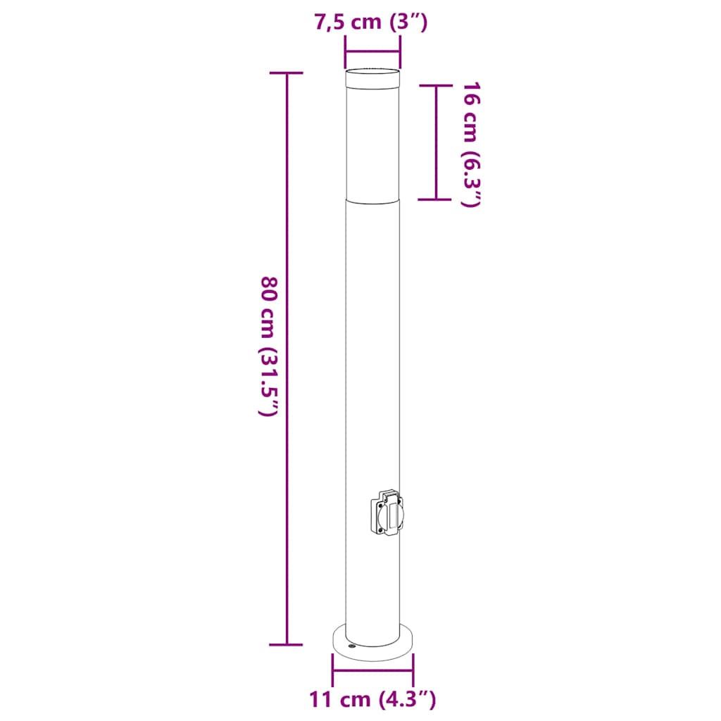 Pollerleuchten Mit Auslass 3Er 80 Cm Edelstahl Ip44