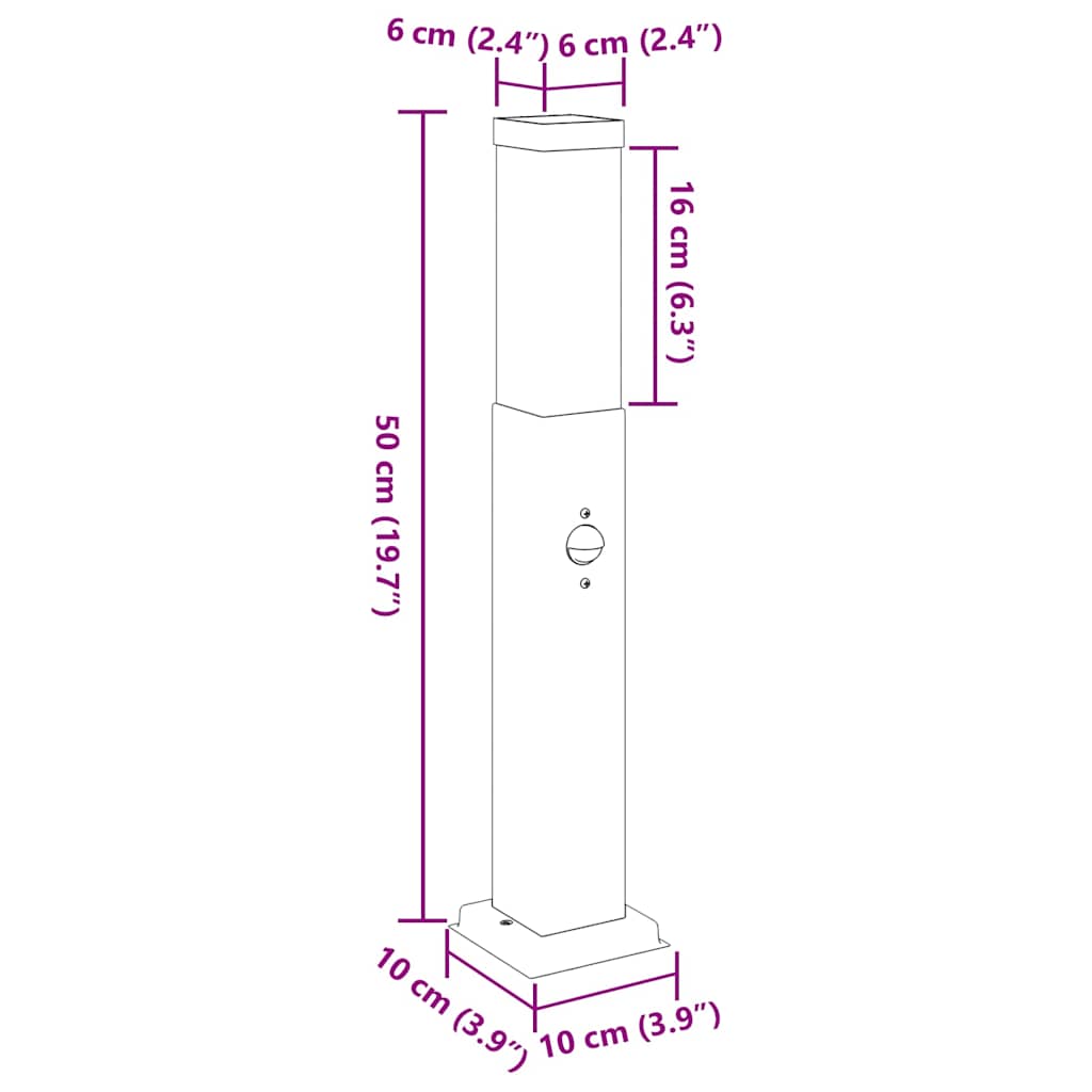 Pollerleuchte Mit Sensor 50 Cm Edelstahl Ip44