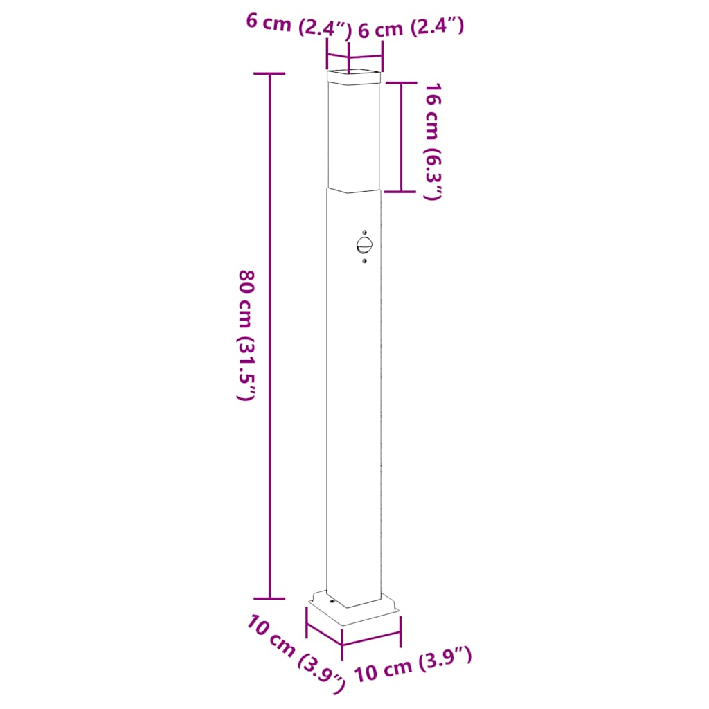 Pollerleuchten Mit Sensor 3 Stk. 80 Cm Edelstahl Ip44