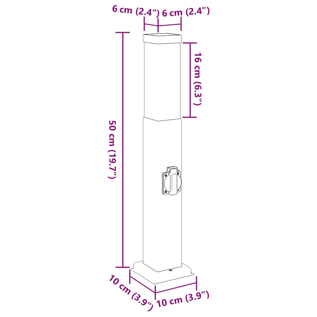 Pollerleuchte Mit Auslass 50 Cm Edelstahl Ip44