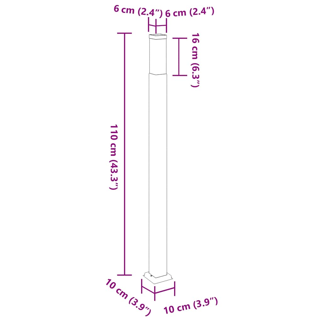 Pollerleuchten 3 Stk. 110 Cm Schwarz Ip44