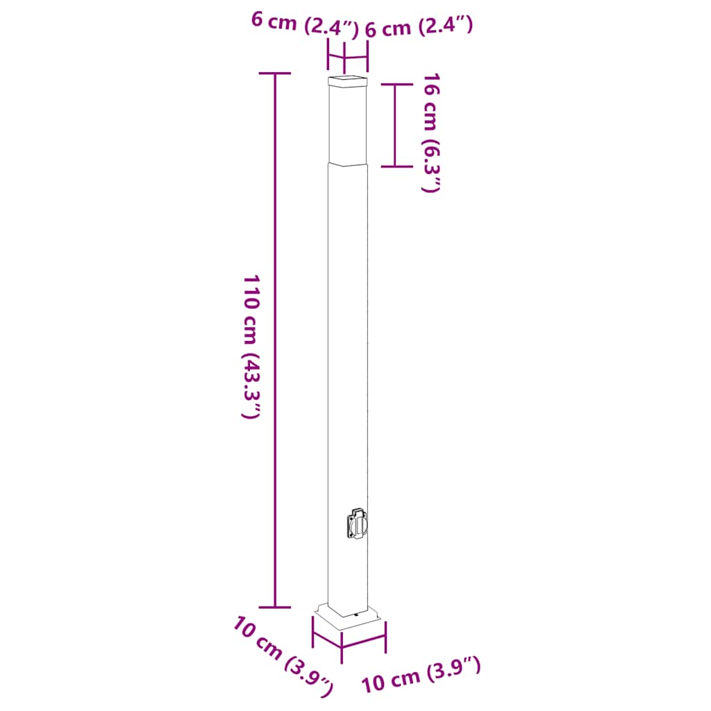 Pollerleuchte Mit Auslass 110 Cm Schwarz Ip44