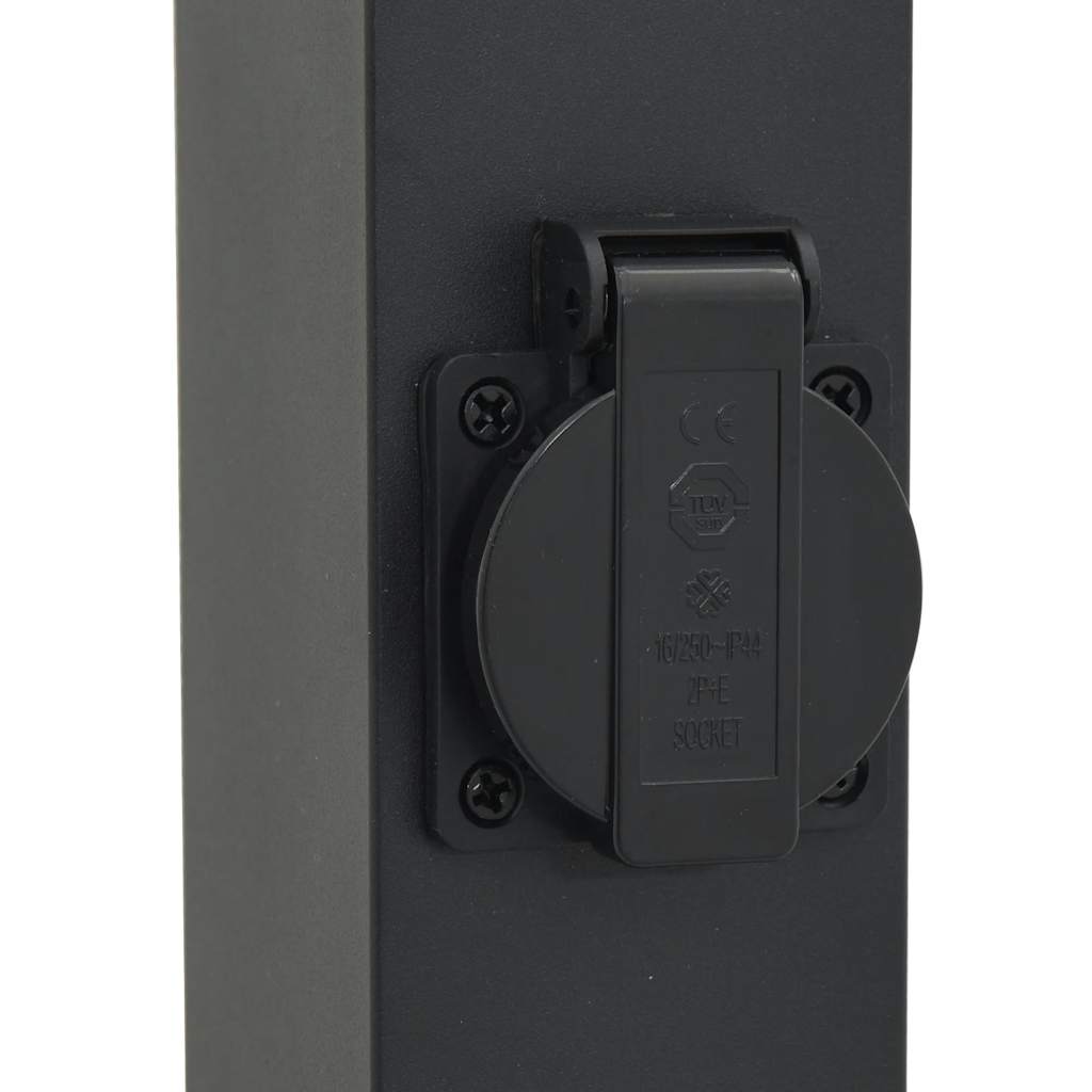 Pollerleuchten Mit Sensor&Steckdose 3 Stk. 50 Cm Schwarz Ip44