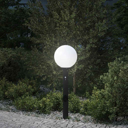 Pollerleuchte Mit Sensor Und Steckdose 80 Cm Schwarz Ip44