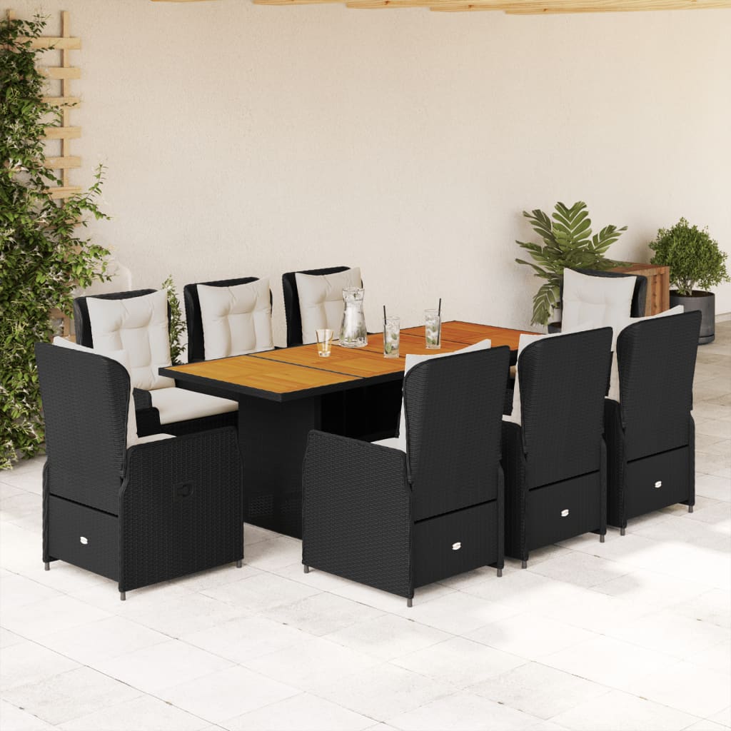 9-Tlg. Garten-Essgruppe Mit Kissen Poly Rattan