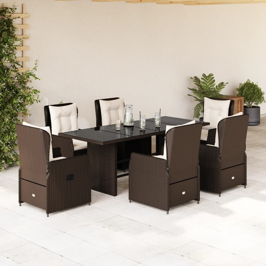 9-Tlg. Garten-Essgruppe Mit Kissen Poly Rattan
