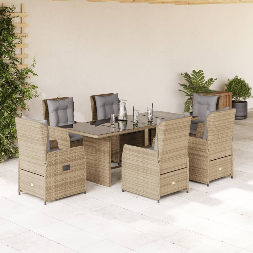 9-Tlg. Garten-Essgruppe Mit Kissen Poly Rattan