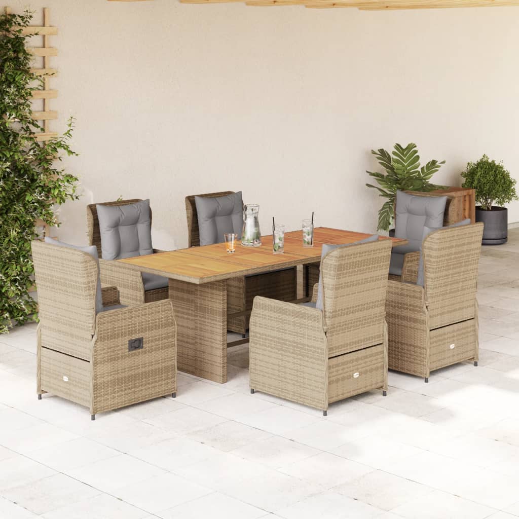 9-Tlg. Garten-Essgruppe Mit Kissen Poly Rattan