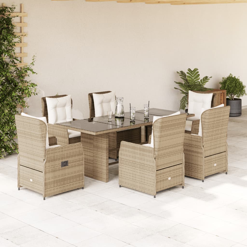 9-Tlg. Garten-Essgruppe Mit Kissen Poly Rattan