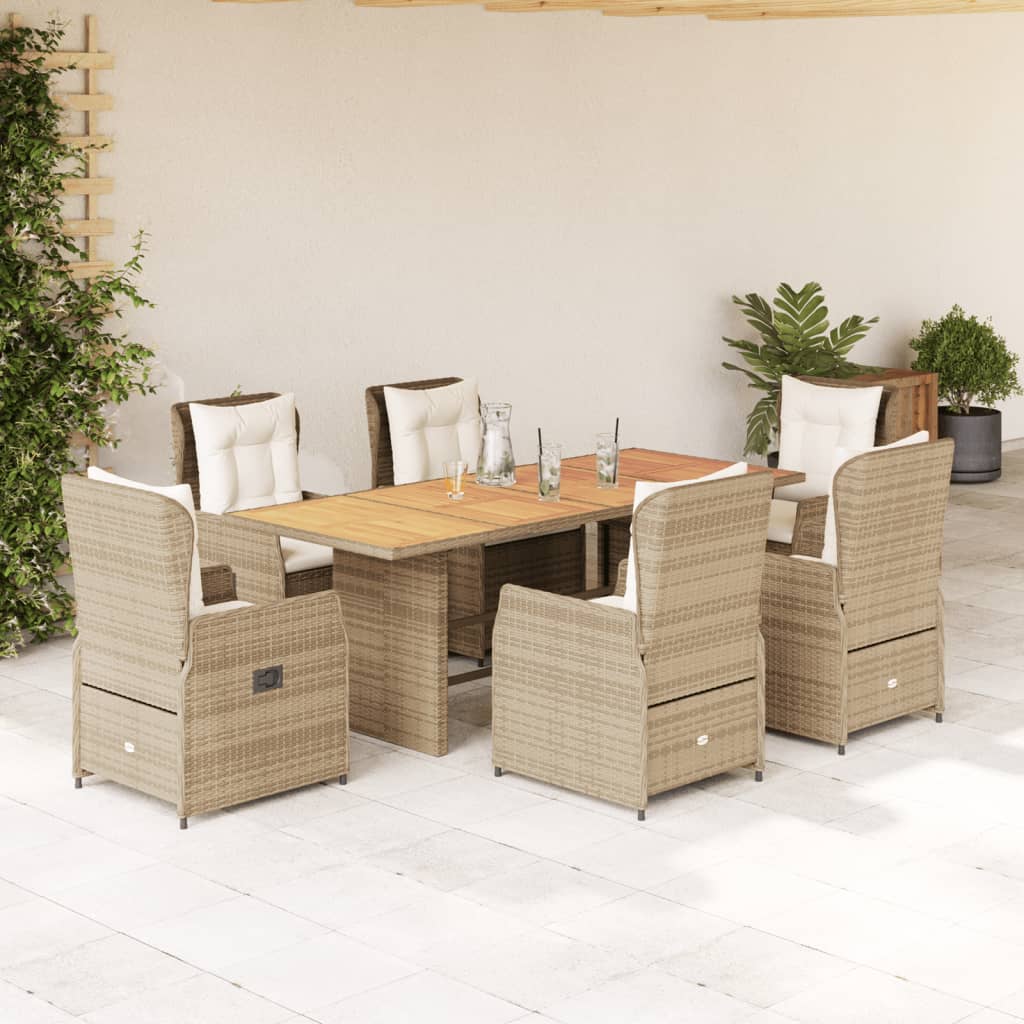 9-Tlg. Garten-Essgruppe Mit Kissen Poly Rattan