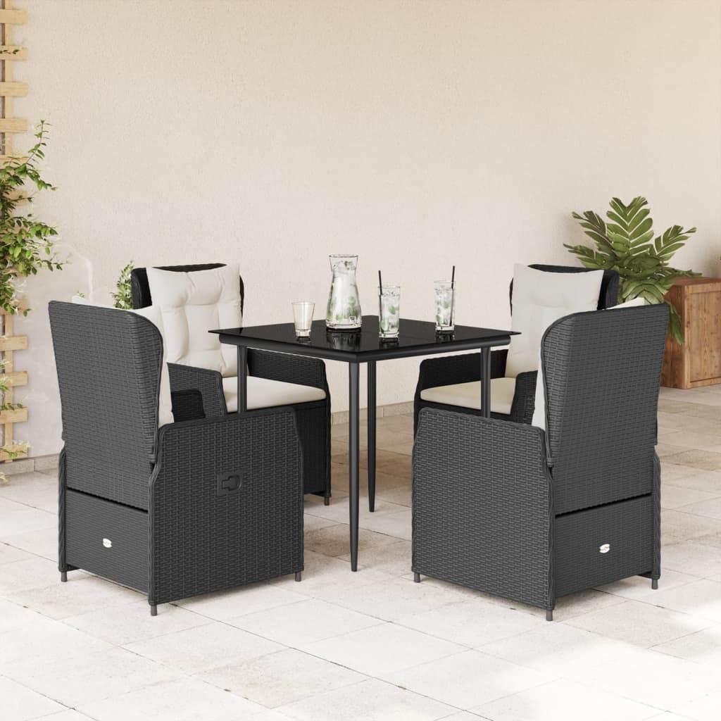 5-Tlg. Garten-Essgruppe Mit Kissen Poly Rattan
