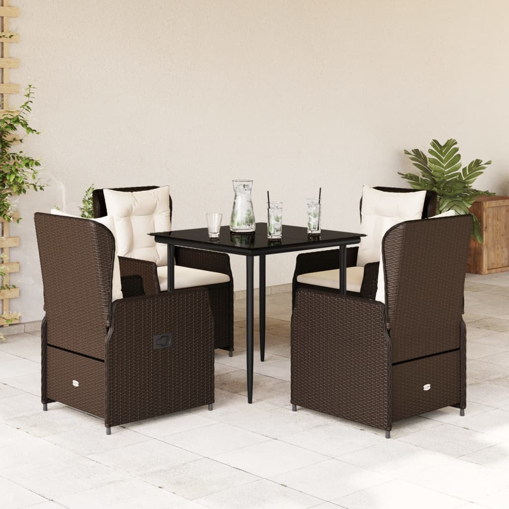 5-Tlg. Garten-Essgruppe Mit Kissen Poly Rattan