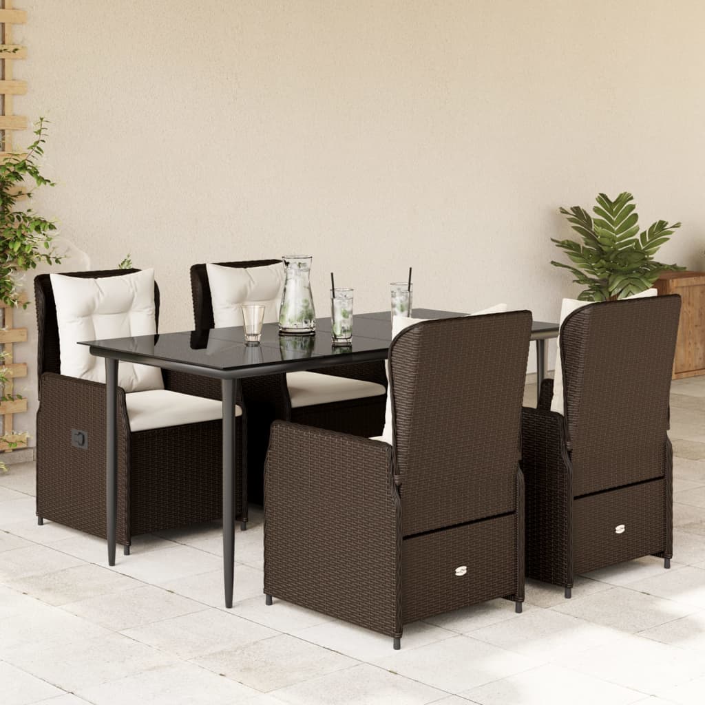 5-Tlg. Garten-Essgruppe Mit Kissen Poly Rattan