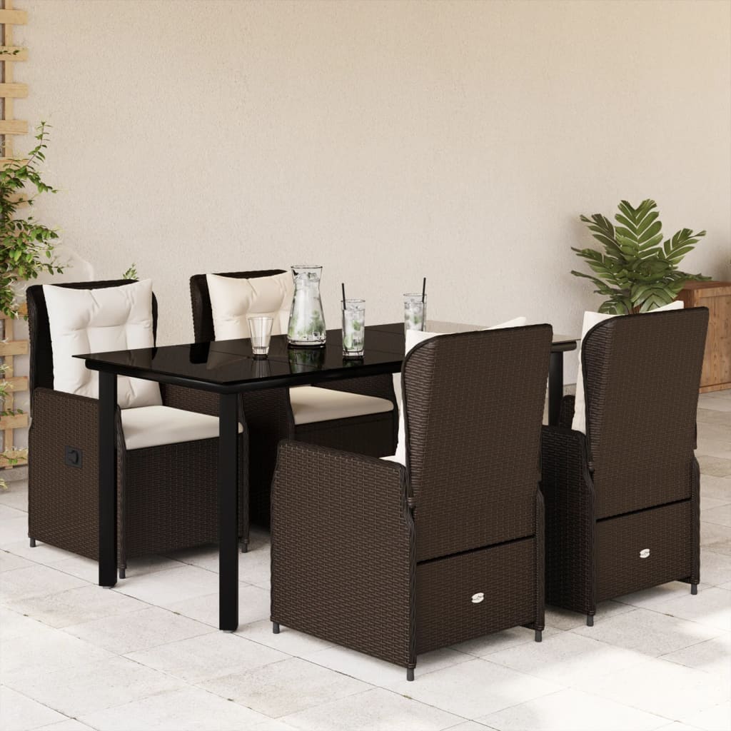 9-Tlg. Garten-Essgruppe Mit Kissen Poly Rattan