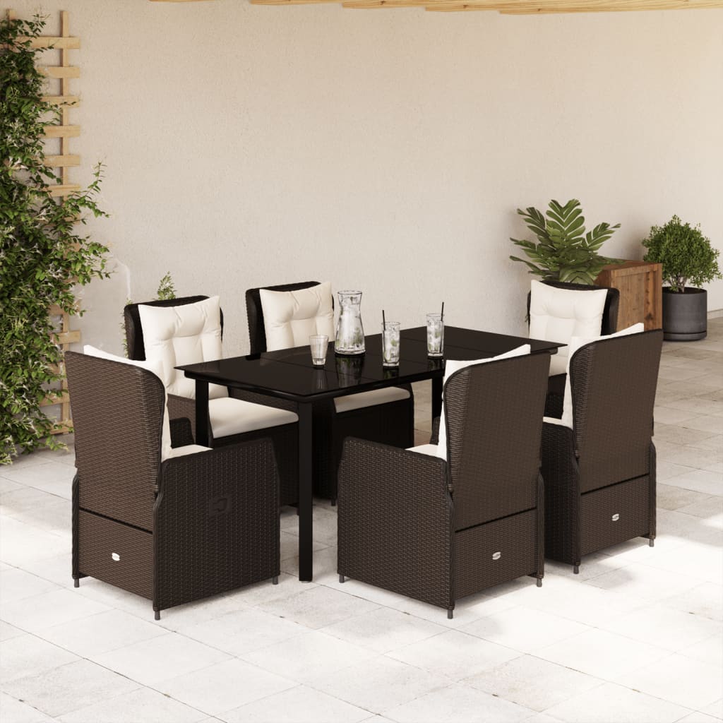 9-Tlg. Garten-Essgruppe Mit Kissen Poly Rattan