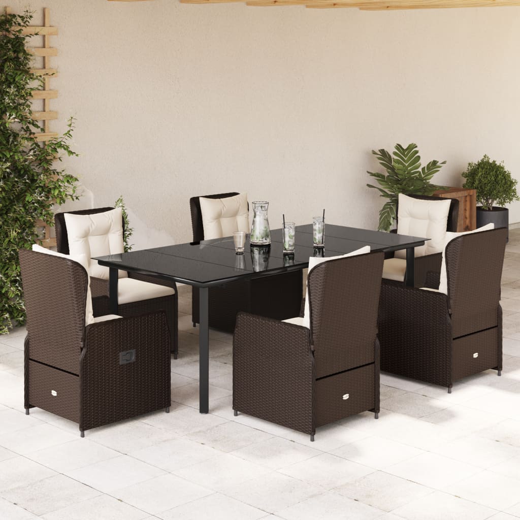 9-Tlg. Garten-Essgruppe Mit Kissen Poly Rattan