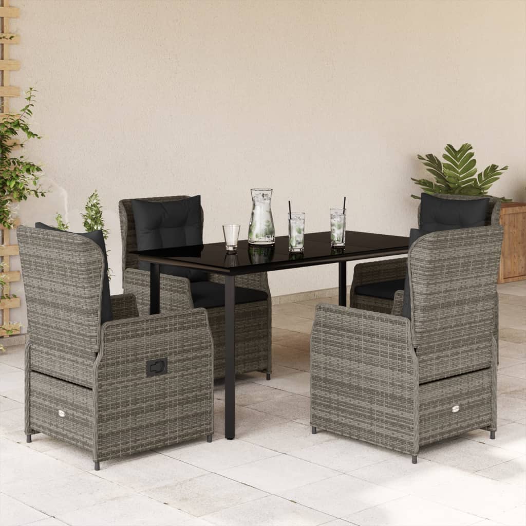 9-Tlg. Garten-Essgruppe Mit Kissen Poly Rattan