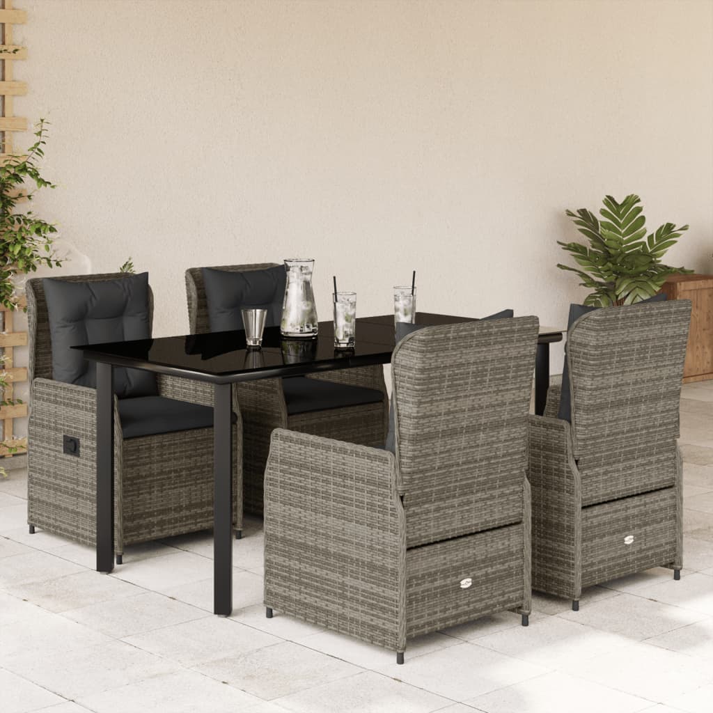 9-Tlg. Garten-Essgruppe Mit Kissen Poly Rattan
