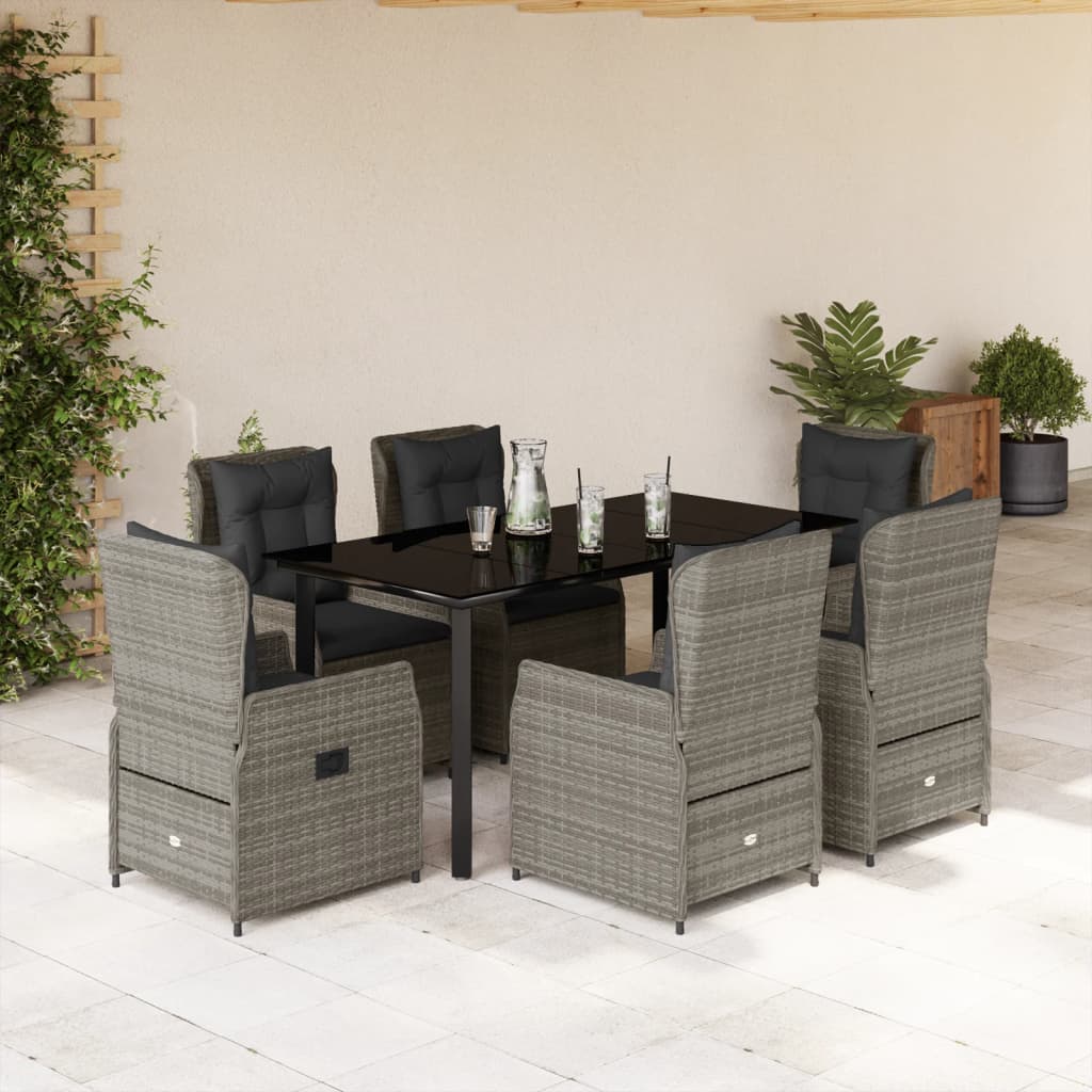 9-Tlg. Garten-Essgruppe Mit Kissen Poly Rattan