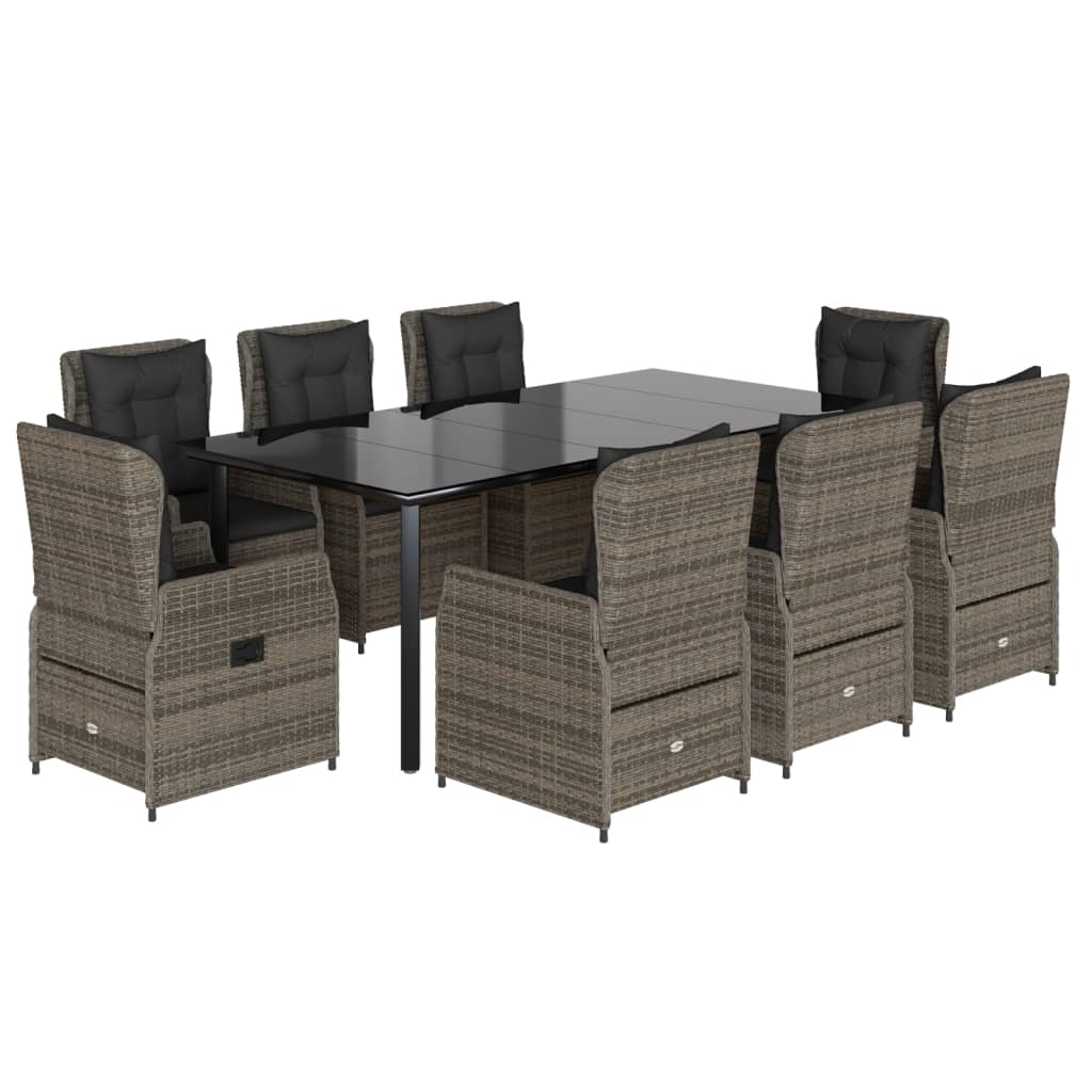 9-Tlg. Garten-Essgruppe Mit Kissen Poly Rattan