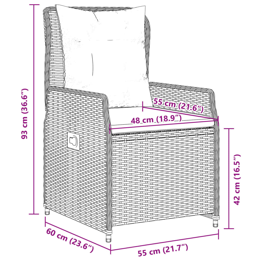 9-Tlg. Garten-Essgruppe Mit Kissen Poly Rattan